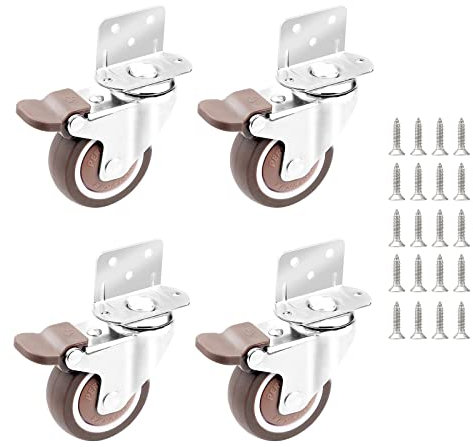 CPROSP 4 Redas para Cuna Ruedas con Freno en L φ32mm, Ruedas para Cuna de Bebe, Soporte Hasta 45KG, Ruedas Giratorias Silencio, Apto para Muebles, Soportes de Flores, Cunas