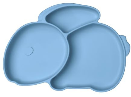 Vicloon Platos de Silicona para Bebé con Ventosa, Platos de Bebé Divididos, Antideslizante, Sin BPA, para Lavavajillas y Microondas-Azul