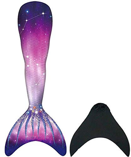 NAITOKE meerjungfrauenflosse mädchen Badeanzug - Meerjungfrau Flosse Bademode mit Bikini Set und Monoflosse Mermaid Tail, 4 Stück Set,POOYAB,170