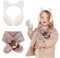 Süße Katzenohren Ohrenschützer und Flauschiger Schal Mädchen Winter Plüsch Ohrenwärmer Kinder Warm Ohrschutz Outdoor Ohrenschützer Ohrenklappe Ohrabdeckungen Weihnachten Geburtstag Geschenk (Weiß)