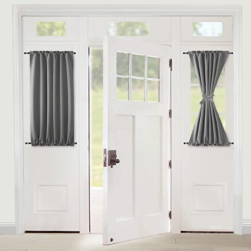XWZO Tende per porte e finestre, termiche e oscuranti, per porta francese, con tasca per asta, tende oscuranti per cucina, 63,5 x 101,6 cm di lunghezza, grigie, 1 pannello