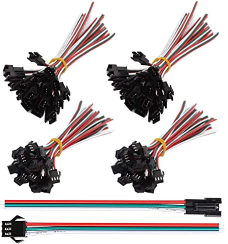 HUAZIZ 30 Pairs JST SM 3PIN Stecker Männlich zu Weiblich EL Draht Kabel Stecker Adapter,3 Pin Stecker Männlichen und Weiblichen Steckverbinder Adapter mit 150 mm Elektrisch Kabel für LED Licht