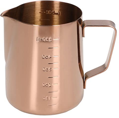 Milk Frothing Pitcher Latte Cup, Rose Gold Stainless Steel Milk Pitcher Jugs for Making Latte Coffee Art Cappuccino