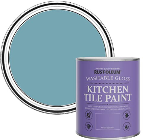 Rust-Oleum Blue Water-Resistant Kitchen Tile Paint in Gloss Finish - Belgrave 750ml