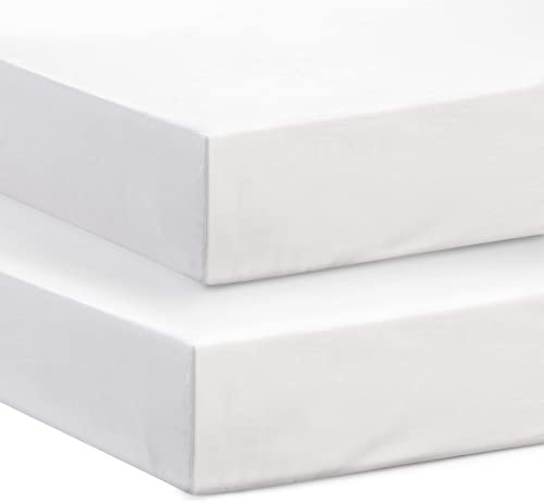 Next to Me Crib Fitted Sheets (Pack of 2) | 100% Pure Cotton - High Thread Count Fabric | Soft & Durable Crib Mattress Fitted Sheets (White, 83-85 x 50-51 cm)