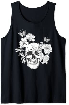 T-shirt à motif tête de mort et roses pour femmes, filles, hommes Débardeur