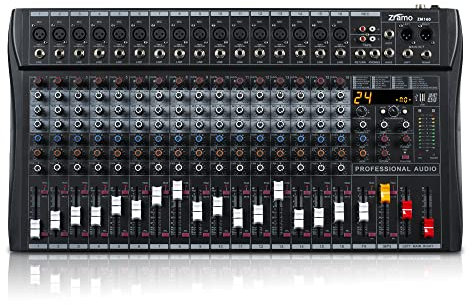 ZRAMO 8/12/16 Channel Sound Mixer Board Premium Analog Mixer with Multi-Track USB Bluetooth and 48V Phantom Power For Studio Karaoke PC Live Performance KTV Home Stage Music Effects (16 Channel)