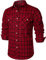 PARKLEES Chemise décontractée pour homme - Coupe droite - Boutonnée - Carreaux - En flanelle - Avec poches, bordeaux, M