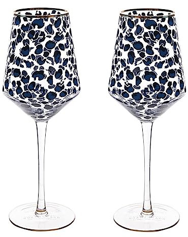 Set of 2 Leopard Print Wine Glasses Gift Boxed