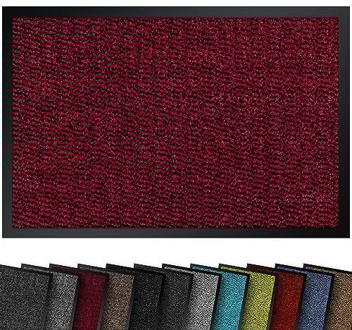 comflor Hochwertige Fußmatte Rot-Schwarz 40x60 groß für Innen & Außen - Schmutzfangmatte rutschfest, waschbar & wetterfest - Fussmatte für Eingangsbereich & Aussenbereich - Läufer Flur dünn