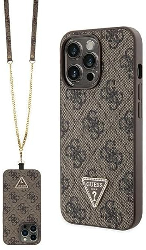 Guess GUHCP13LP4TDSCPW Hülle für iPhone 13 Pro / 13 6.1 braun hardcase Crossbody 4G Metal Logo