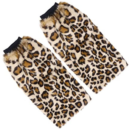 GALPADA Knöchelwärmer Leoparden-Absätze Stiefel Für Mädchen Para Mujer Schuhe Die Mädchenbeine Bedecken Pelzige Beinabdeckungen Künstliche Wärmer Heizungssocken Flauschige