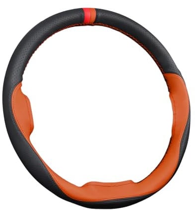 JNNJ Lenkradbezug Auto, Mikrofaser-Leder-Lenkradabdeckung, Sport Anti Rutsch Universal 38cm Lenkradbezug, Lenkrad Abdeckung Echtes Leder Breathable Anti Slip(Braun)