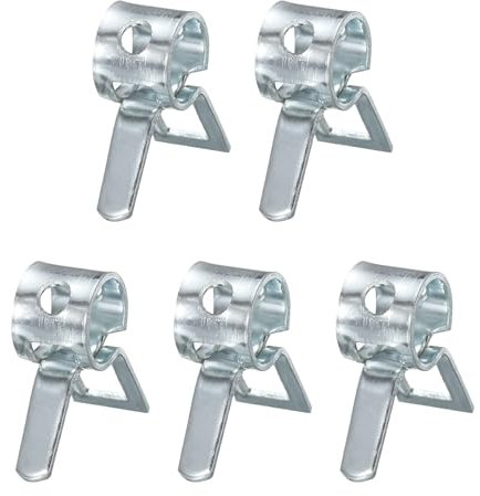 sourcing map 5 Stück Feder Schlauchschelle 5mm Durchmesser Eisen Band Typ Niederdruck Luftclip für Silikon Vakuum Kraftstoff Ölschlauch Rohrschelle, Silber