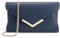 Milisente Clutch-Taschen für Damen, Hochzeit, Leder, Abendtasche, Metallic, Schultertasche, Geprägtes Leder, Marineblau
