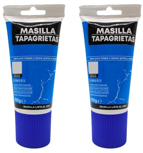 Acan Tradineur - Pack de 2 tubos de masilla tapagrietas, retapado de grietas, reparación agujeros, uso interior, albañilería, bricolaje - 150 g