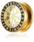 BlackAmazement 316L Edelstahl Flesh Ohr Tunnel Plug Piercing Vegvisir Aegishjalmur Aegishjalmr Wikinger Symbol Schreckenshelm Runen Kreis schwarz silber Biker Herren (Farbe Gold - Ø 12mm - 1 Stück)