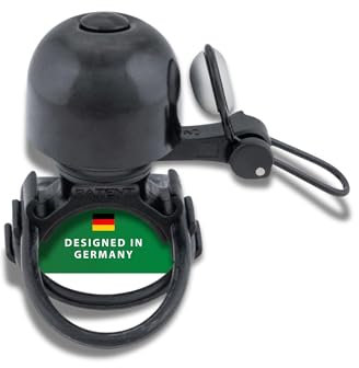 CONTEC Fahrrad-Klingel Diamond Bing, Bike-Glocke, Bell, Gummi-Ring, 26 mm Durchmesser, Universal-Halterung, verstellbar, laut, Messing, schwarz und Silber