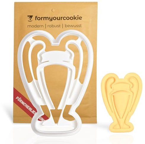 Pokal Ausstechform für Kekse Plätzchen Fondant, hochwertige Fußball Keksausstecher, 100% nachhaltig, detaillierte Keks Stempel, Ausstecher EM Ton, Keksschneider Formen EURO, Fan Artikel Backen, Deko