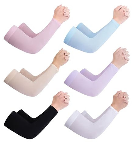 HDGSAFD Lot de 6 paires de manchons de protection solaire d'été pour avant-bras, manchettes pour femmes, manches longues pour protéger les bras, couvertures de tatouage pour hommes, bandages de coude