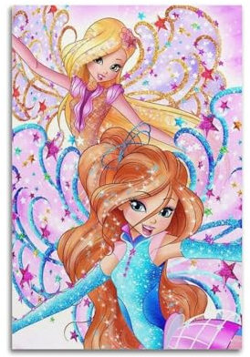 KIUYGPPJ Anime-Poster, Winx Club-Poster, dekoratives Gemälde, Leinwand, Wandposter und Kunstdruck, modernes Familienschlafzimmer-Dekor-Poster, 40 x 60 cm