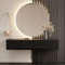 Planetmöbel Flurgarderobe 1x 160 cm inkl. Spiegel rund mit Beleuchtung 100 cm, Schwarz, Flur Möbel mit Spiegel, 37,8T x 160B x 32,5H cm