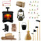Lets Joy Puppenhaus Zubehör, 14 Stücke Miniatur Zubehör, Puppenhaus Möbel, Miniatur Puppenhaus Set, Miniatur Feuerstelle, Miniatur Axt Besen Eimer, Weihnachten Dekorative Ornamente