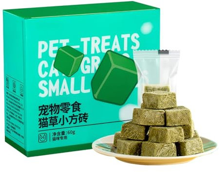 Katzengras Snack, 60g Katzengras Sticks Gefriergetrocknet Snacks für Katzen für die Zahnpflege und Haarknäuel Entfernen, Katzenminze