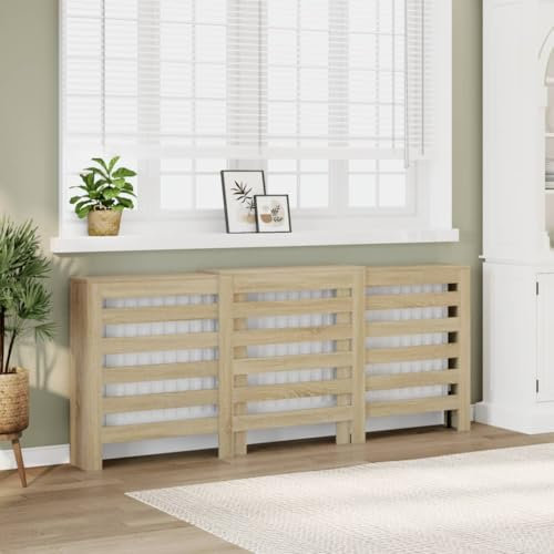 Canditree 205 cm Adjustable Radiator Cover, Adjustable Radiator Cabinet, Heater Cover for Living Room Bedroom (Sonoma Oak)