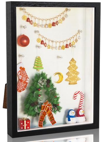 Rdlobu 3D Shadow Box Frame Schwarz für Handwerk Memorabilia Bilder Blumen 21x30x4.5cm
