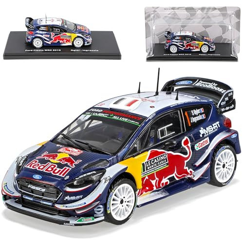 Ixo Ford Fiesta WRC Rallye Monte Carlo Ogier Ingrassia Moncao 2018 mit Sockel 1/43 Modell Auto mit individiuellem Wunschkennzeichen