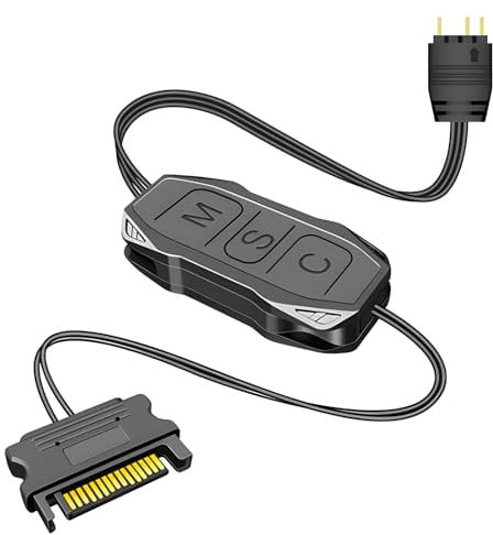 JUGCUT 5V 3PIN ARGB Controller Built-in Light Mode SATA Power Supply 15-Pin to 3-Pin LED Male Connector Splitter Cable for PC, DIY Argb Bar Fans, Light Strips, Lighting Board, DIY ARGB Devices Etc