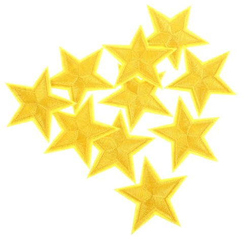 Veemoon 10PCS Yellow Star Iron on Patches - Embroidered Star Applique for Clothing - DIY Crafts and Sewing for Jeans Jackets Bags and ' Backpacks