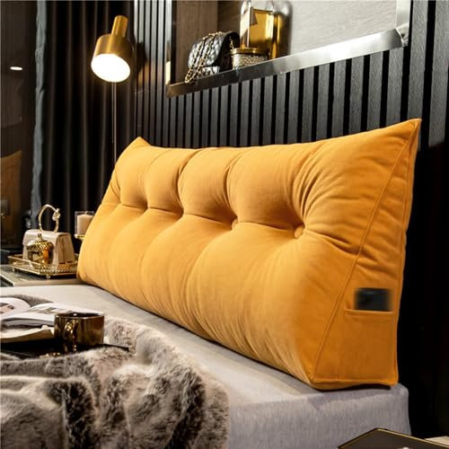 Luxus Dreieck Stützkissen mit Tasche für Bettsofa, großes keilförmiges Rückenstütz-Positionierungskissen, orange waschbares Kopfkissen 180 x 50 x 20 cm