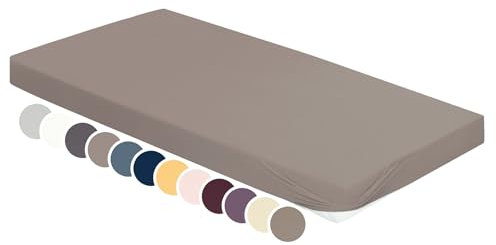 liebling Jersey Elasthan Spannbetttuch 180 x 200-200 x 220 cm, Spannbettlaken aus 95% Baumwolle, 5% Elasthan für Matratzen bis 30 cm Höhe, Rundum Gummizug, Ökotex, waschbar 60 Grad, Stein