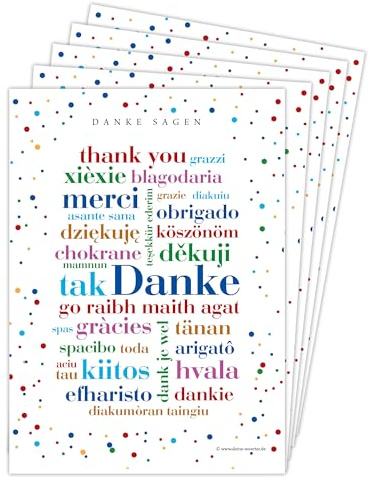 Deine Wörter Postkartenset - 5 Postkarten mit Danke Fremdsprachen, einzigartiges Souvenir und kreative Geschenkidee - DIN A6