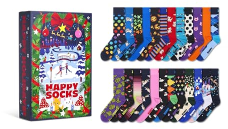 Happy Socks 24-Pack Advent Calendar Gift Set Baumwolle Socken Unisex Marine 36-40