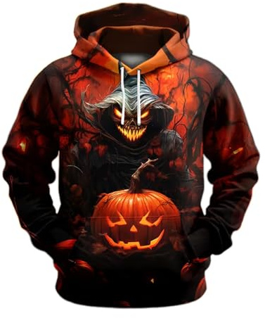 VgguDoe Halloween Kostüm Herren,Hoodie Herren Oversize,Pullover Jungen,Sweater Men,Pumpkin Sweater,Halloween Costumes for Men,Hoody Teenager Jungs