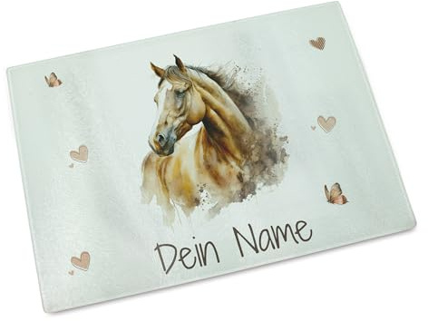 GRAZDesign Personalisierbares Frühstücksbrettchen mit Pferd Motiv und Name, Schneidebrettchen für Kinder - 28x20cm