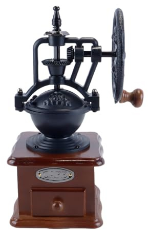 Alide Molinillo de café manual de estilo vintage, pequeño molinillo de madera para granos de café, molino de rodillos con manivela para prensa francesa, Aeropress y espresso (marrón)