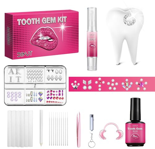 LMDGDS DIY Zahnschmuck Set mit 139 Kristallsteinen, Zahnstein Schmuck für Zähne, Glitzer Tooth Gem Kit für Frauen, (Serie E)