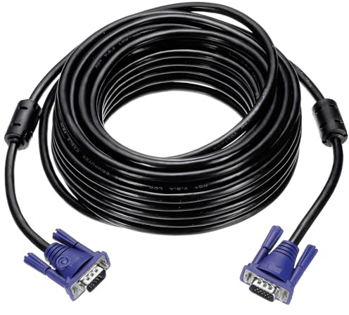 sourcing map VGA Monitor Cable 15m 7 Pin Male to Male Cord, Black | Video Cable Adapter for Laptops TV PC Computer Monitor Screen Projector, 16ft