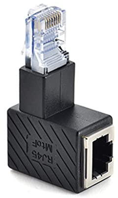8P8C - Adattatore Ethernet LAN 5e/6 maschio a femmina, angolato su/giù/sinistra/destra a 90 gradi, prolunga Crystal per DSL