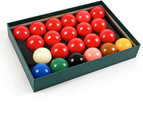 Naissgo Snooker Balls Set 22 Pcs, 52.5mm Resin Balls with Storage Box | Standard 2-1/16 inch, 5oz Weight; For British Snooker Only, Not for American Pool, 8-Ball & 9-Ball Tables