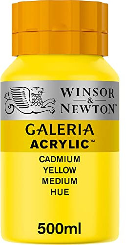 Winsor & Newton 2150120 Galeria Acrylfarbe, hohe Pigmentierung, lichtecht, buttrige Konsistenz, 500 ml Topf - Kadmiumgelb Mittel
