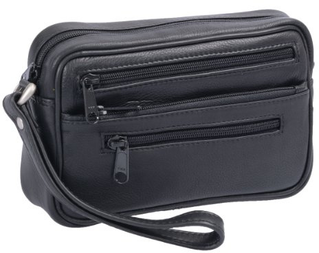 Herrengelenktasche LOUANA in Echt-Leder, schwarz, 20,5x13x5cm