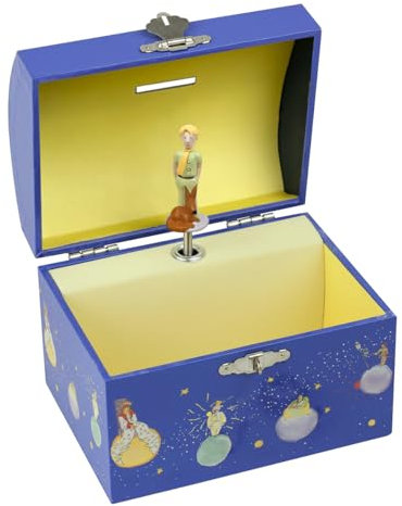 Trousselier T83230 - Der kleine Prinz Saint Exupery - Vorhängeschloss Spardose & Musikschmuckdose - Ideales Kindergeschenk - Musik 4 Jahreszeiten Der Frühling von Vivaldi - Farbe blau