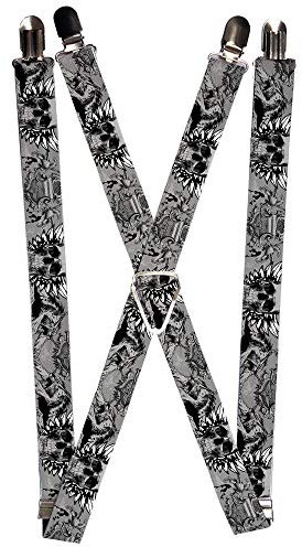 Buckle-Down Unisex-Erwachsene Suspender-Skulls Hosenträger, Mehrfarbig, 1.0-inch Wide
