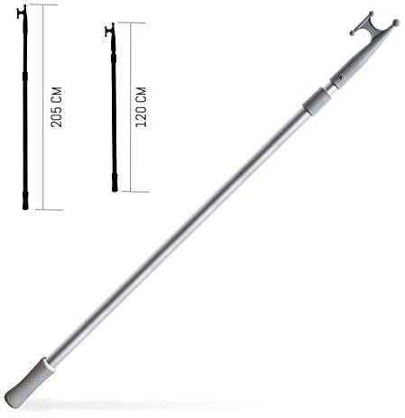 Yachtglanz R.G. Teleskop-Bootshaken | Bootshaken telskopierbar | aus Aluminium | schwimmfähig | ausziehbar von 120 bis 205 cm