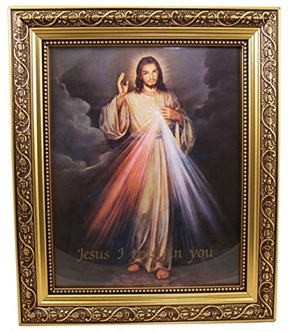 Gerffert Collection Gerahmter Portraitdruck The Divine Mercy, 33 cm (kunstvoller goldfarbener Rahmen)